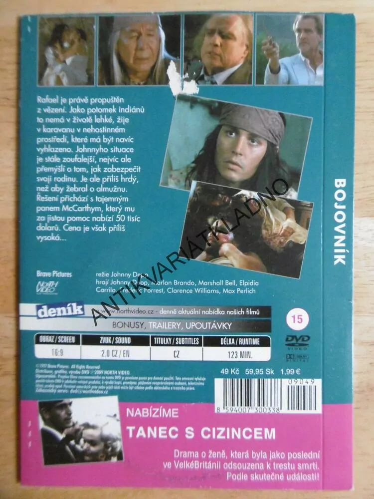 BOJOVNÍK, JOHNNY DEPP, MARLON BRANDO, DVD FILM