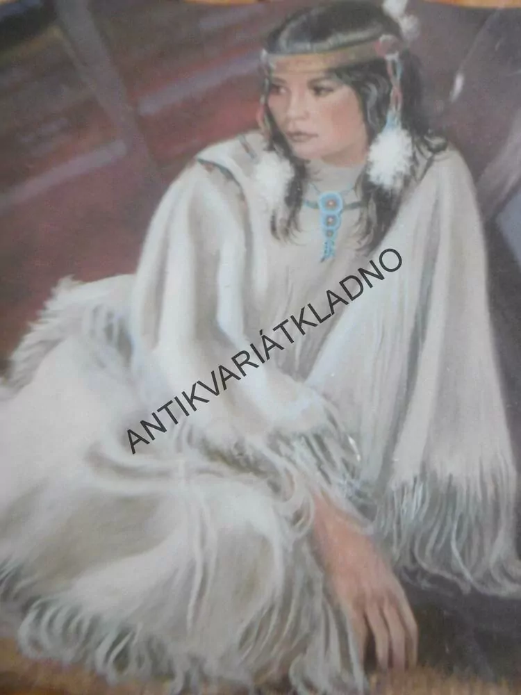 INDIÁN, INDIÁNKA , AMERIKA, NA DŘEVĚ, LAKOVANÉ,