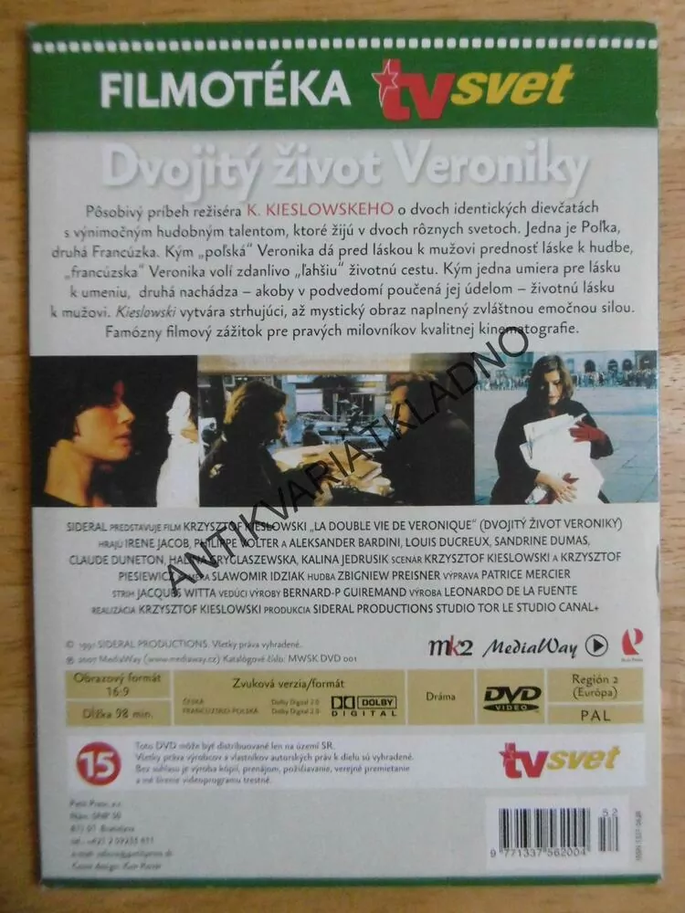 DVOJITÝ ŽIVOT VERONIKY, DVD FILM