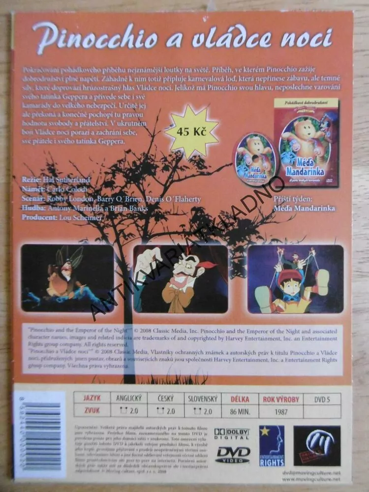 PINOCCHIO A VLÁDCE NOCI, DVD FILM