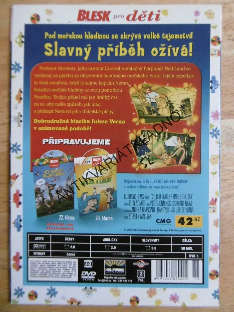 20000 MIL POD MOŘEM, JULES VERNE, DVD FILM