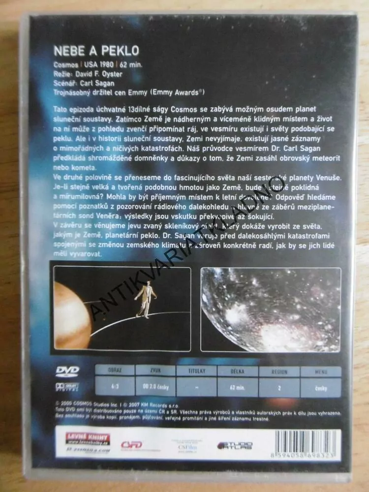 NEBE A PEKLO, COSMOS CARL SAGAN, DVD FILM DOKUMENT