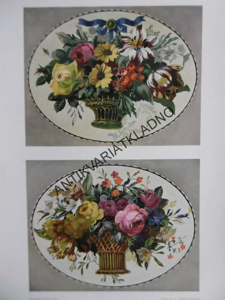 DEKORATIVNÍ TISK 1915 - KVĚTINOVÝ KOŠ, KVĚTINY