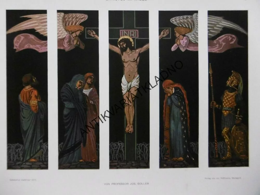 DEKORATIVNÍ TISK 1915 - JEŽÍŠ NA KŘÍŽI