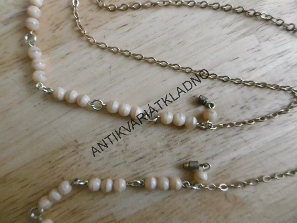 DVOJITÝ NAHRDELNÍK S KORÁLKY NA KRK, ŠPERK, NÁHRDELNÍK, KOMPLETNÍ, STARÉ, RETRO