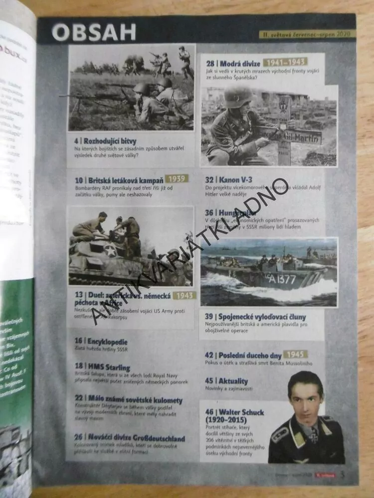 II. SVĚTOVÁ, VÁLKA REVUE 7-8/2020,ČASOPIS VÁLKA, ARMÁDA