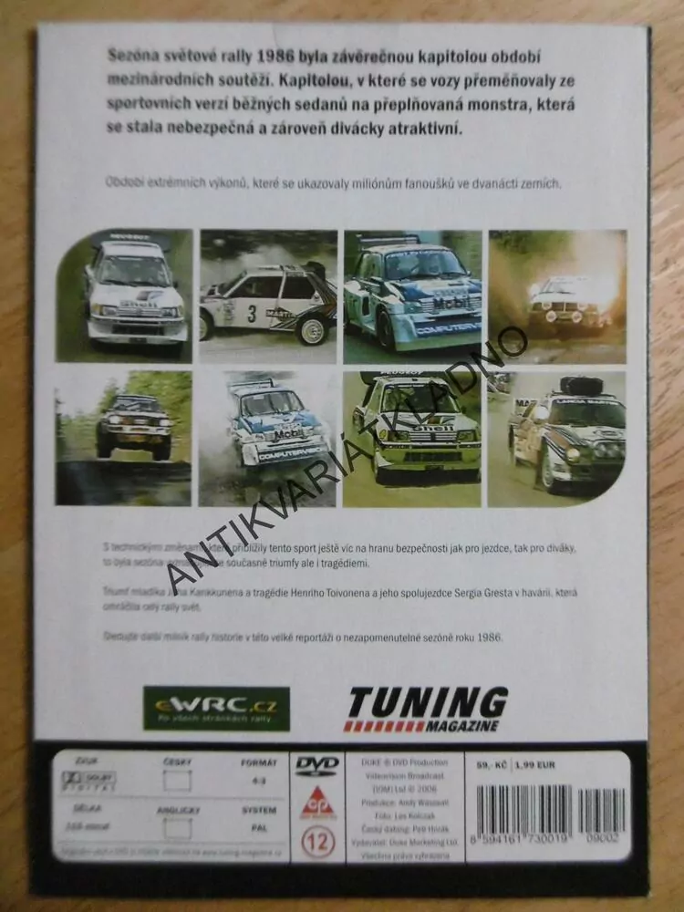 WORLD RALLY CHAMPIONSHIP 1986, DVD FILM DOKUMENT