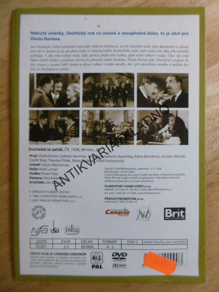 DUCHÁČEK TO ZAŘÍDÍ, DVD FILM  ČR