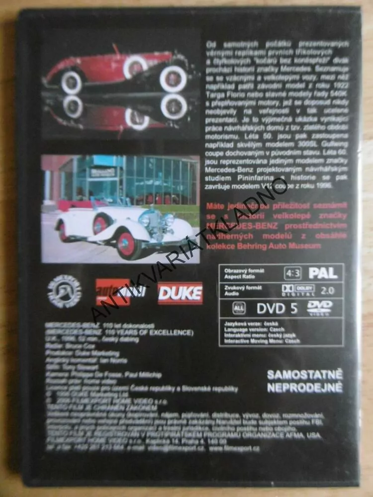 MERCEDES-BENZ, 110 LET DOKONALOSTI, DVD FILM