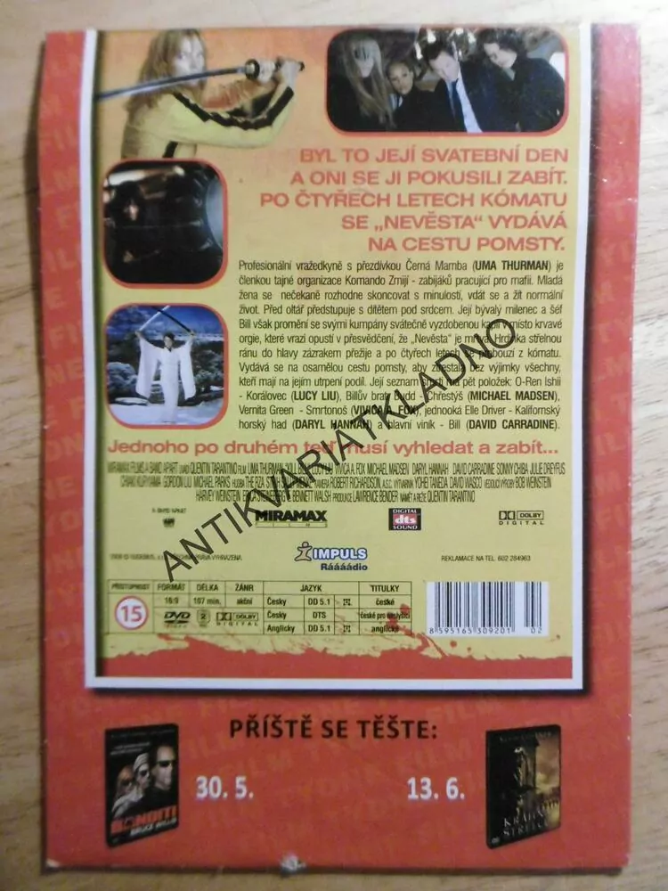 KILL BILL, UMA THURMAN, DVD FILM