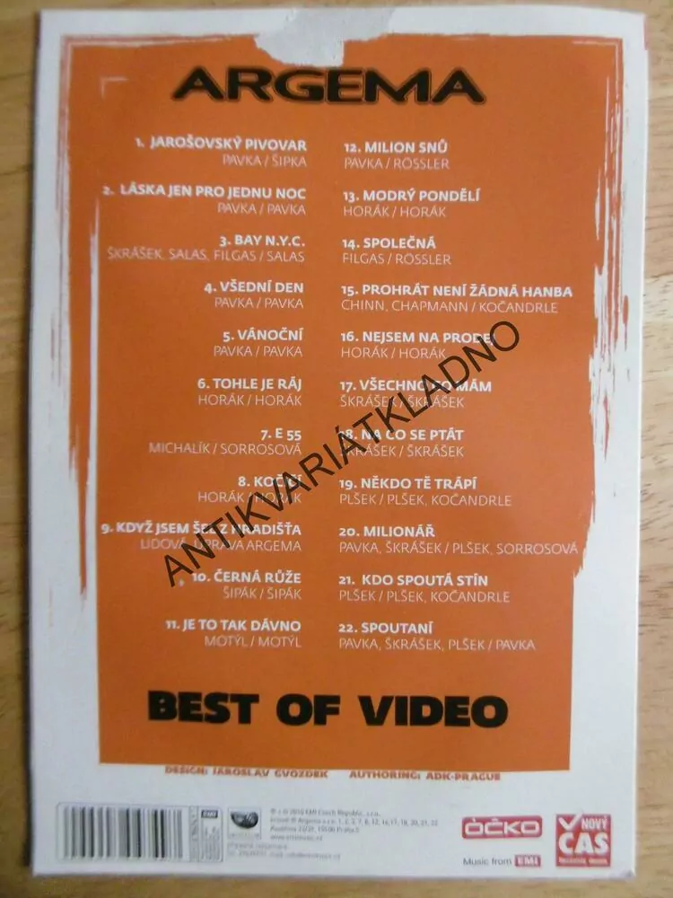 ARGEMA, BEST OF VIDEO, DVD HUDBA