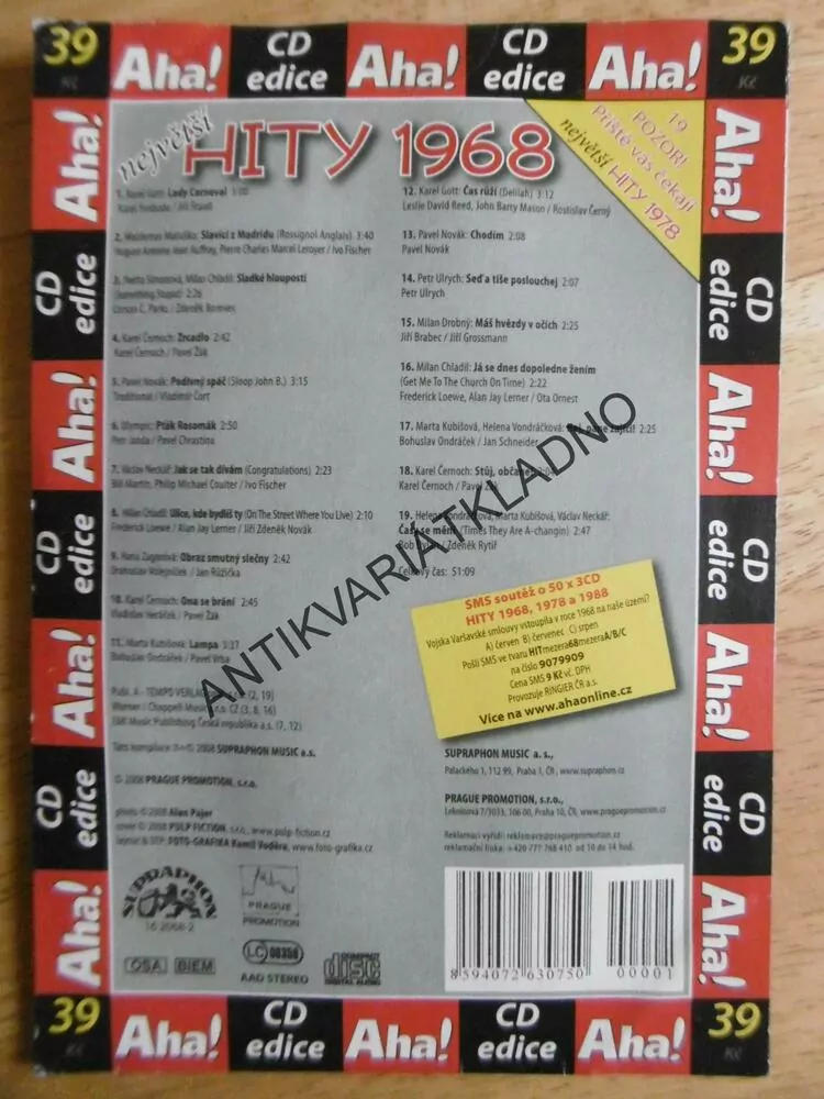 NEJVĚTŠÍ HITY 1968,  CD HUDBA