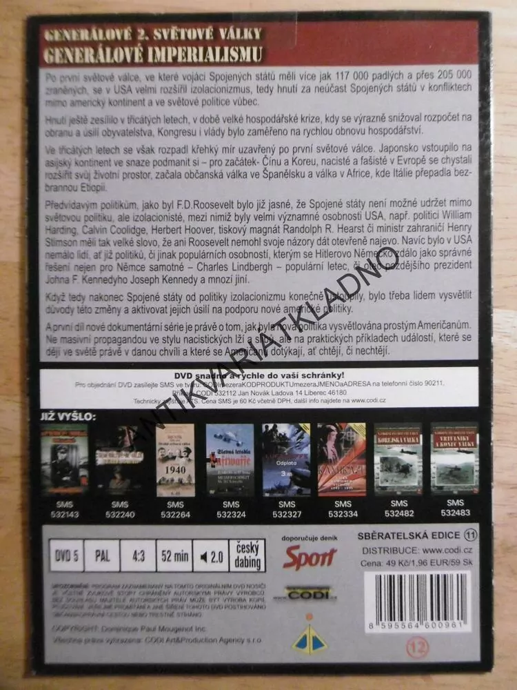 GENERÁLOVÉ 2. SVĚTOVÉ VÁLKY, AMERIČTÍ GENERÁLOVÉ DOBÝVAJÍ NORMANDII, 10. DÍL, DVD FILM DOKUMENT