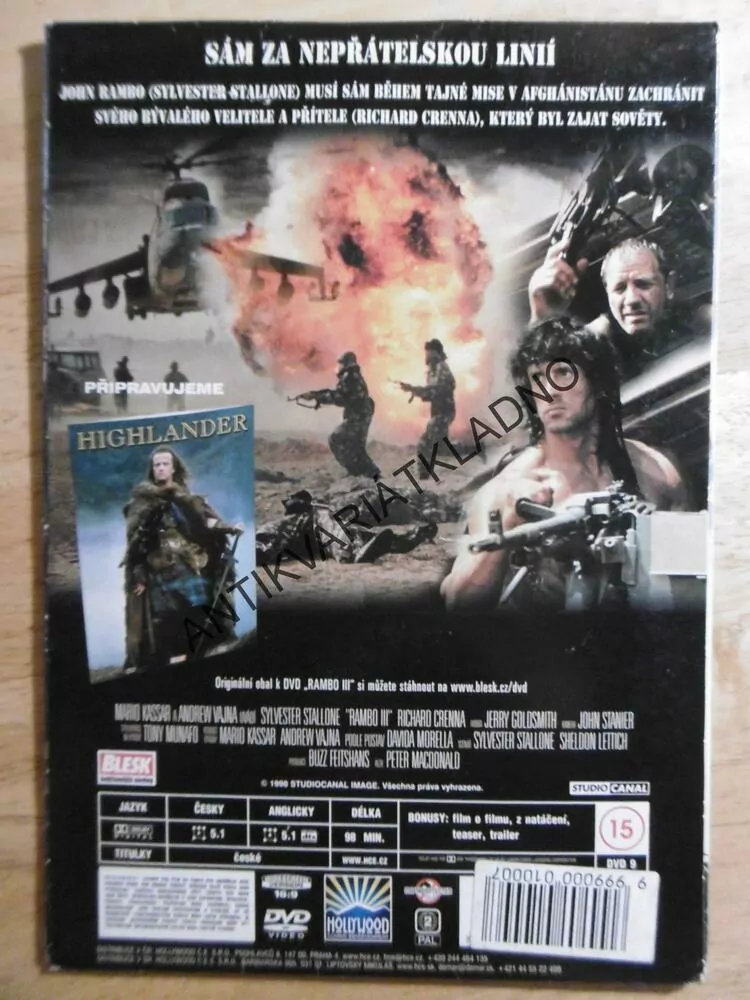 RAMBO III, STALLONE, DVD FILM