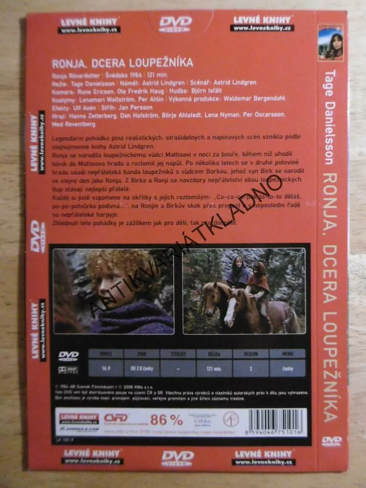 RONJA DCERA LOUPEŽNÍKA, DVD FILM