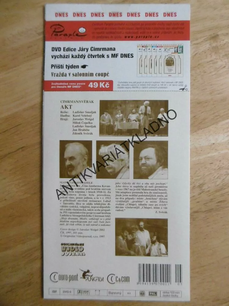 JÁRA CIMRMAN, AKT, HRA SE ZPĚVY A TANCI, DVD FILM ČR