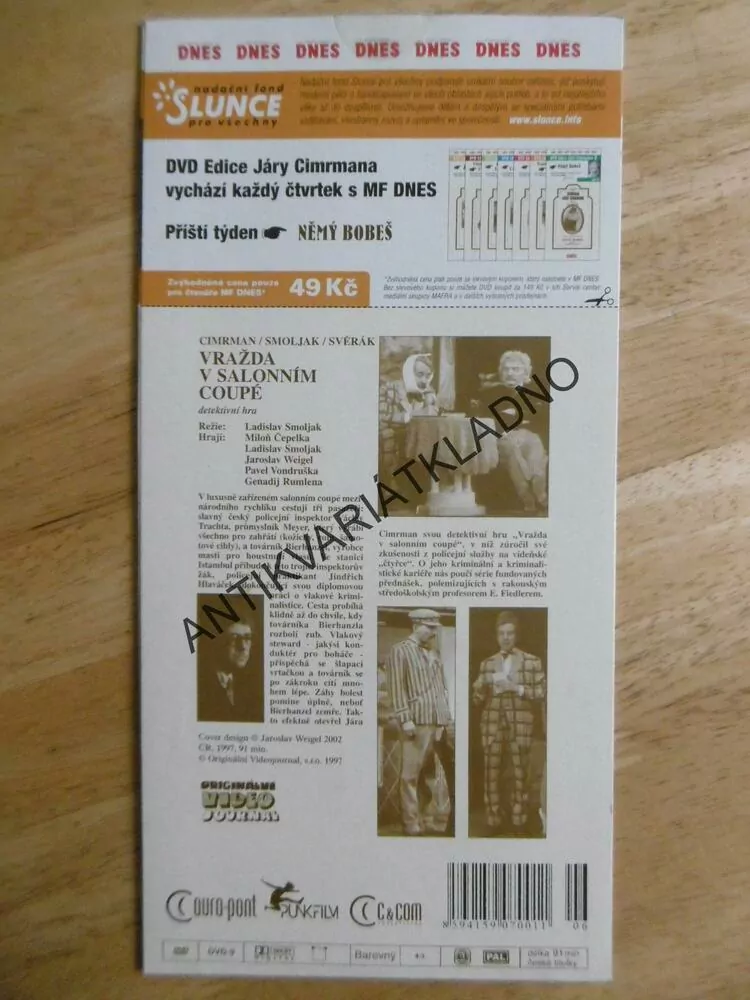 JÁRA CIMRMAN, VRAŽDA V SALONNÍM COUPÉ, DVD FILM  ČR