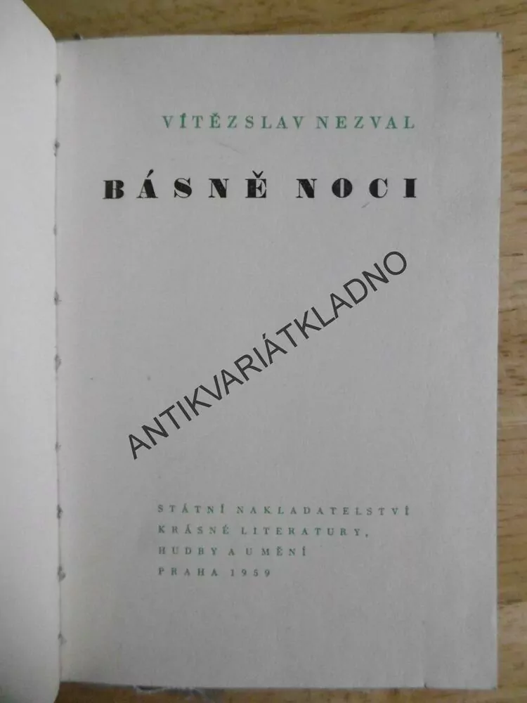 BÁSNĚ NOCI, VÍTĚZSLAV NEZVAL