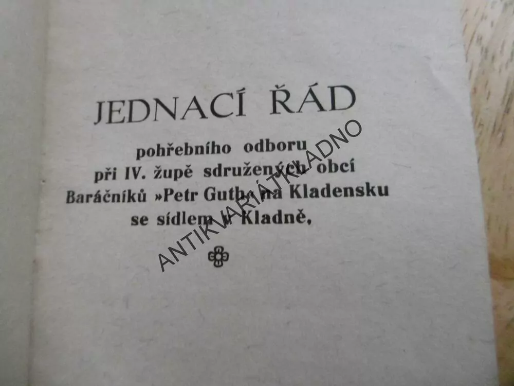 JEDNACÍ ŘÁD POHŘEBNÍHO ODBORU, OBEC BARÁČNÍKŮ, KLADNO