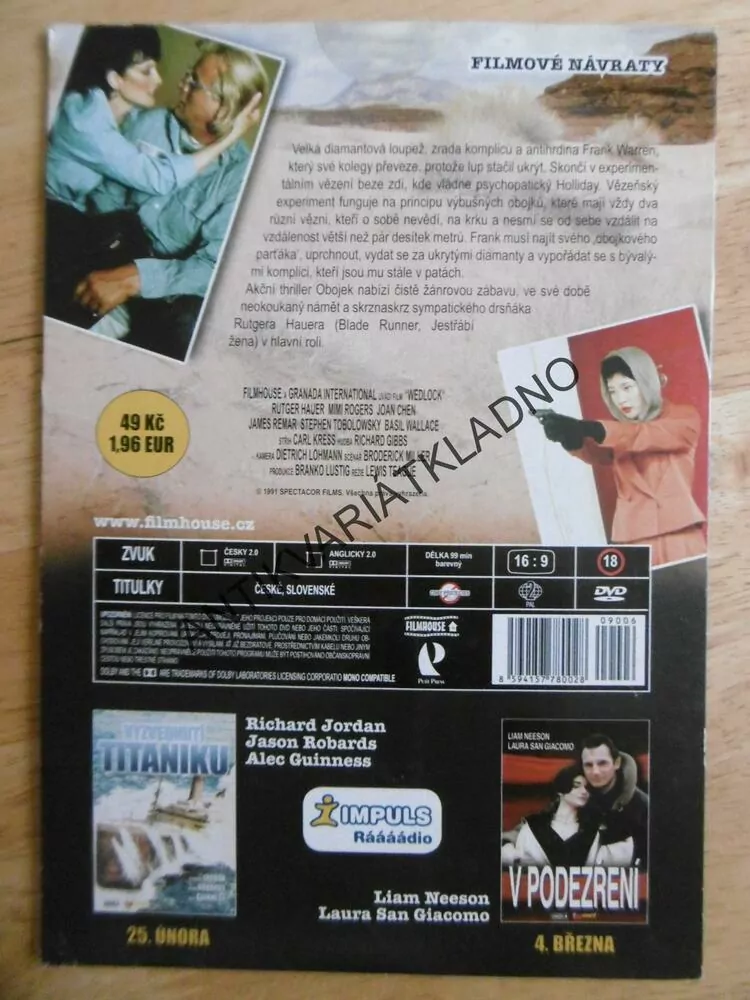 OBOJEK, RUTGER HAUER,  DVD FILM