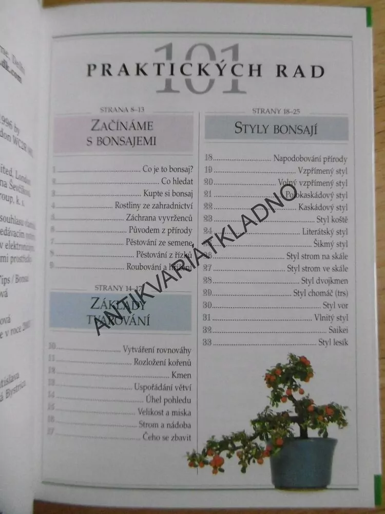 BONSAJE, 101 PRAKTICKÝCH RAD, **an