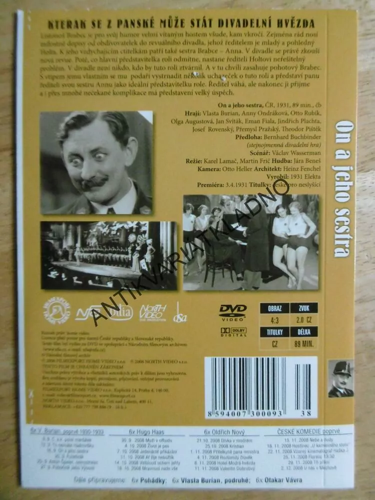 ON A JEHO SESTRA, VLASTA BURIAN, DVD FILM