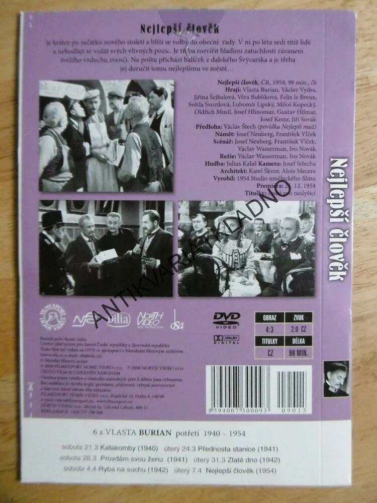 NEJLEPŠÍ ČLOVĚK, VLASTA BURIAN, DVD FILM ČR