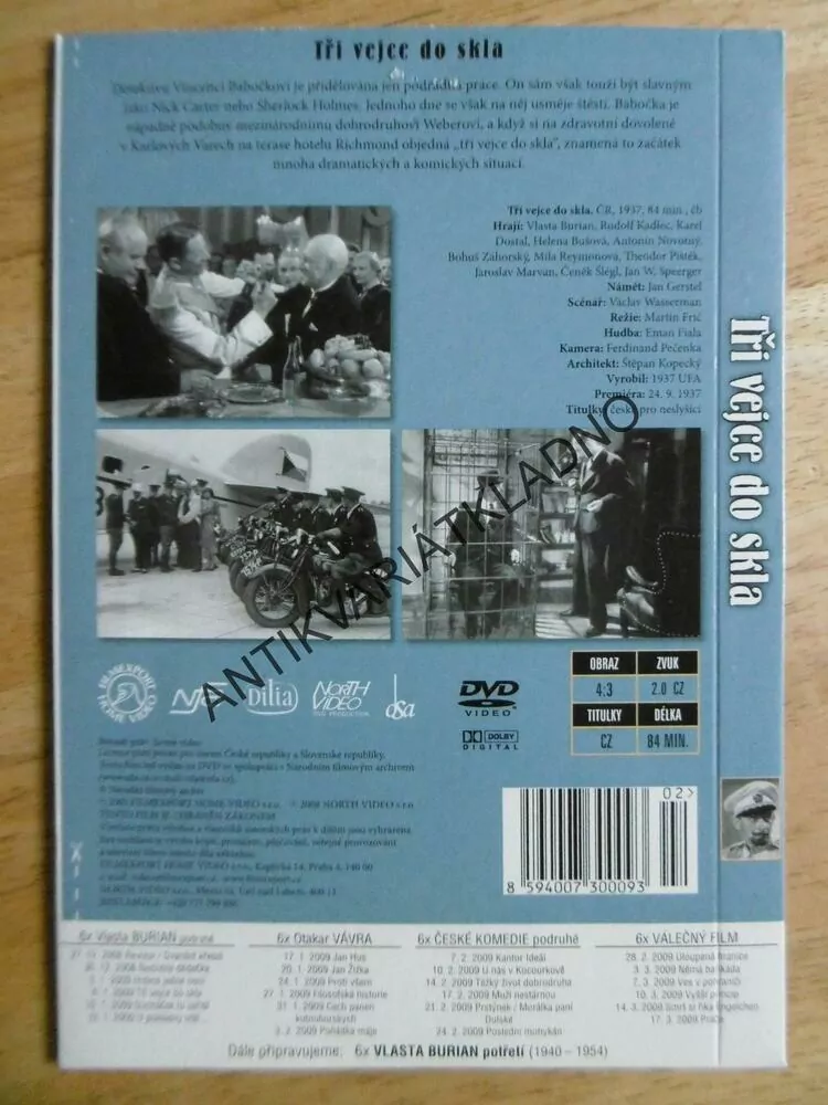 TŘI VEJCE DO SKLA, VLASTA BURIAN, DVD FILM