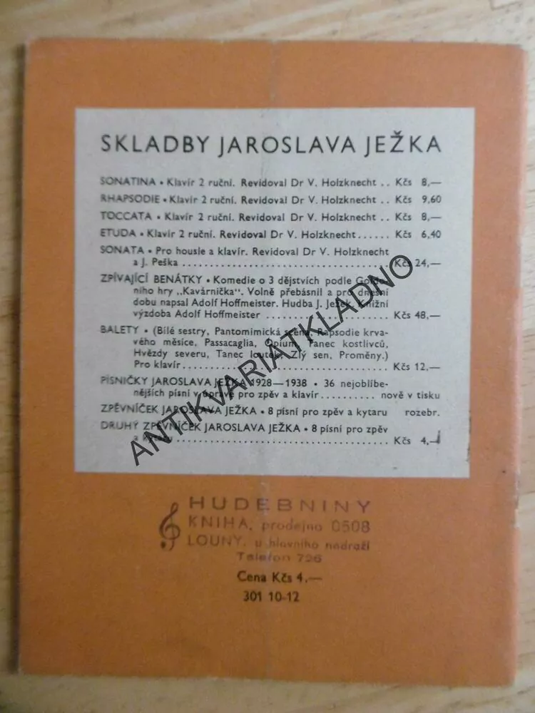 TŘETÍ ZPĚVNÍČEK JAROSLAVA JEŽKA, ZPĚVNÍK, NOTY, TEXTY, 1 ks