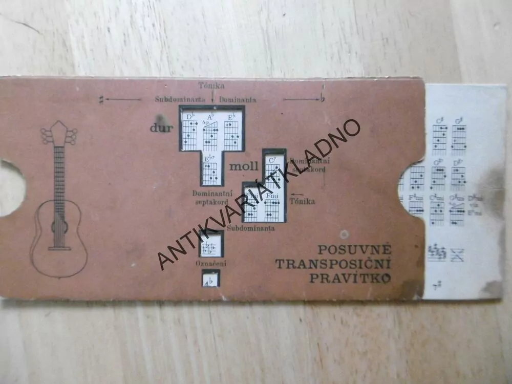 POSUVNÉ TRANSPOZIČNÍ PRAVÍTKO, ZPĚVNÍK, NOTY, TEXTY, AKORDY NA KYTARU