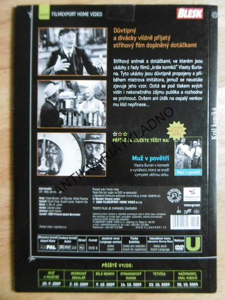 KRÁL KOMIKŮ, DVD FILM ČR