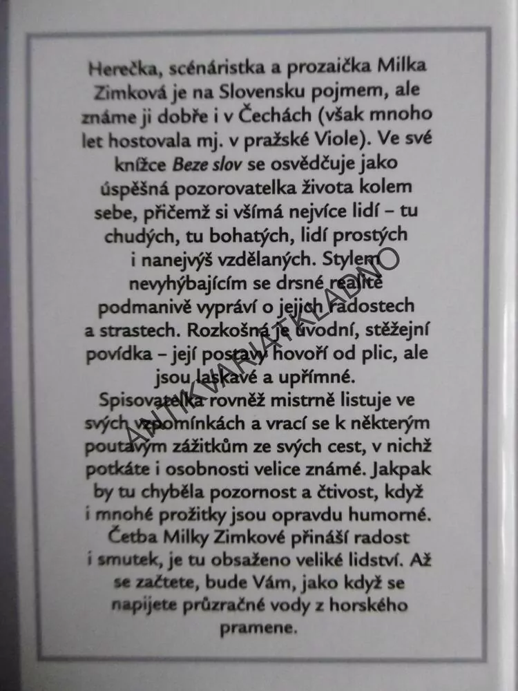 BEZE SLOV, MILKA ZIMKOVÁ, **an