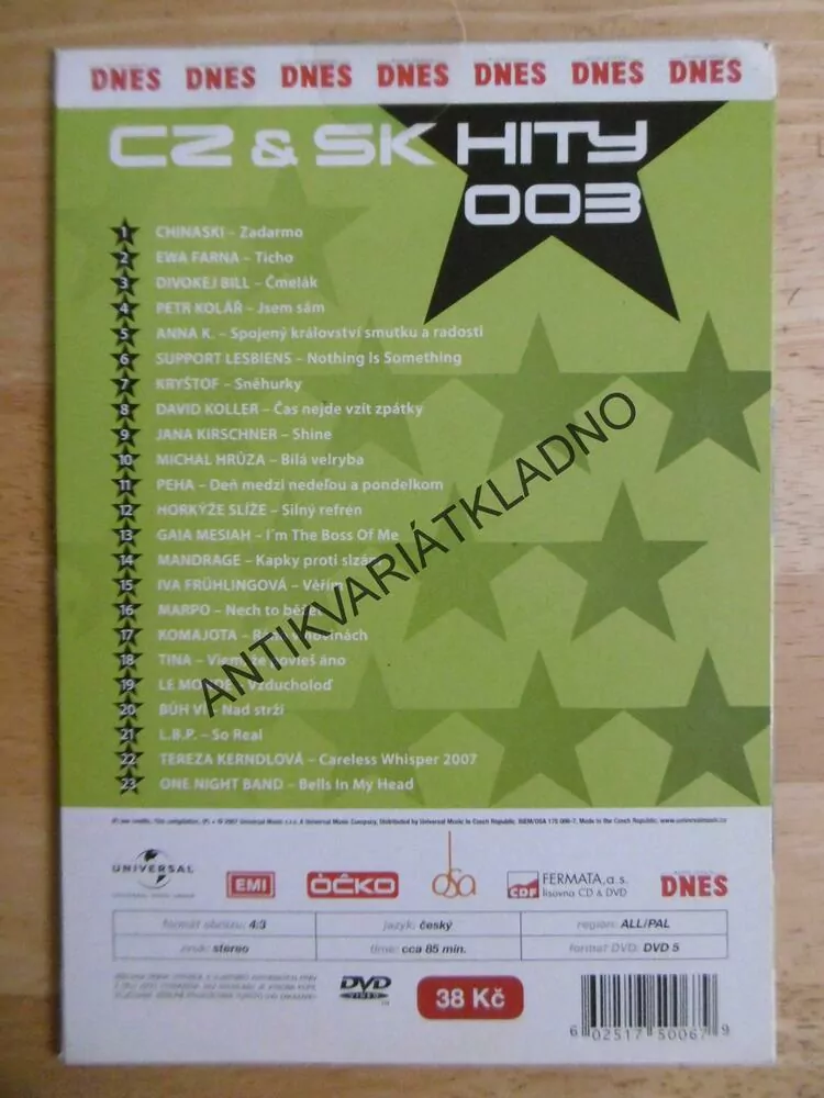 CZ A SK HITY 003, DVD HUDBA