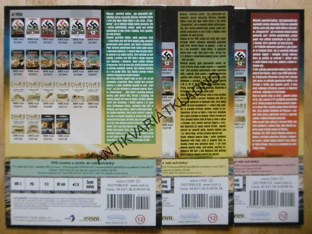 VÁLEČNÉ PONORKY, HITLEROVY ŽRALOČÍ SMEČKY, 1-3, DOKUMENT DVD FILM 2. SVĚT. VÁLKA