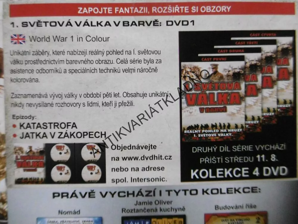 1.SVĚTOVÁ VÁLKA V BARVĚ, 1-4, DOKUMENT DVD FILM SVĚT.VÁLKA