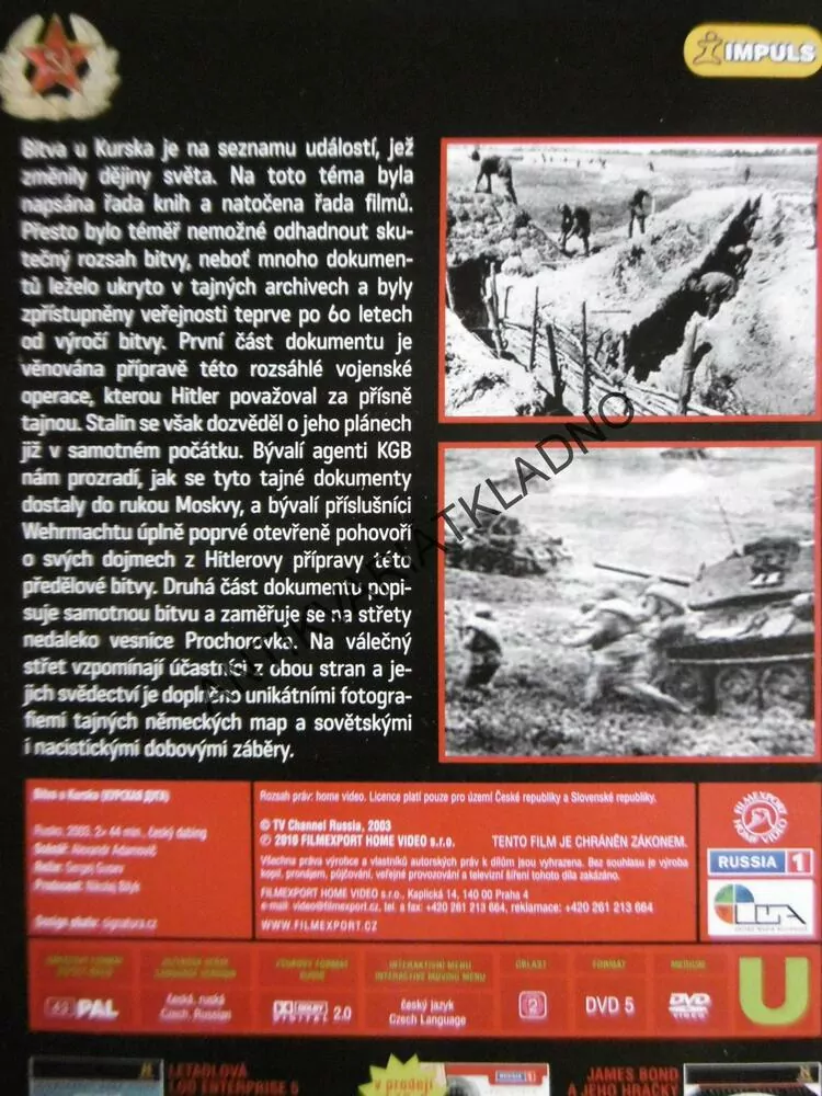 BITVA U KURSKA, RUSKO, DOKUMENT DVD FILM 2.SVĚT.VÁLKA