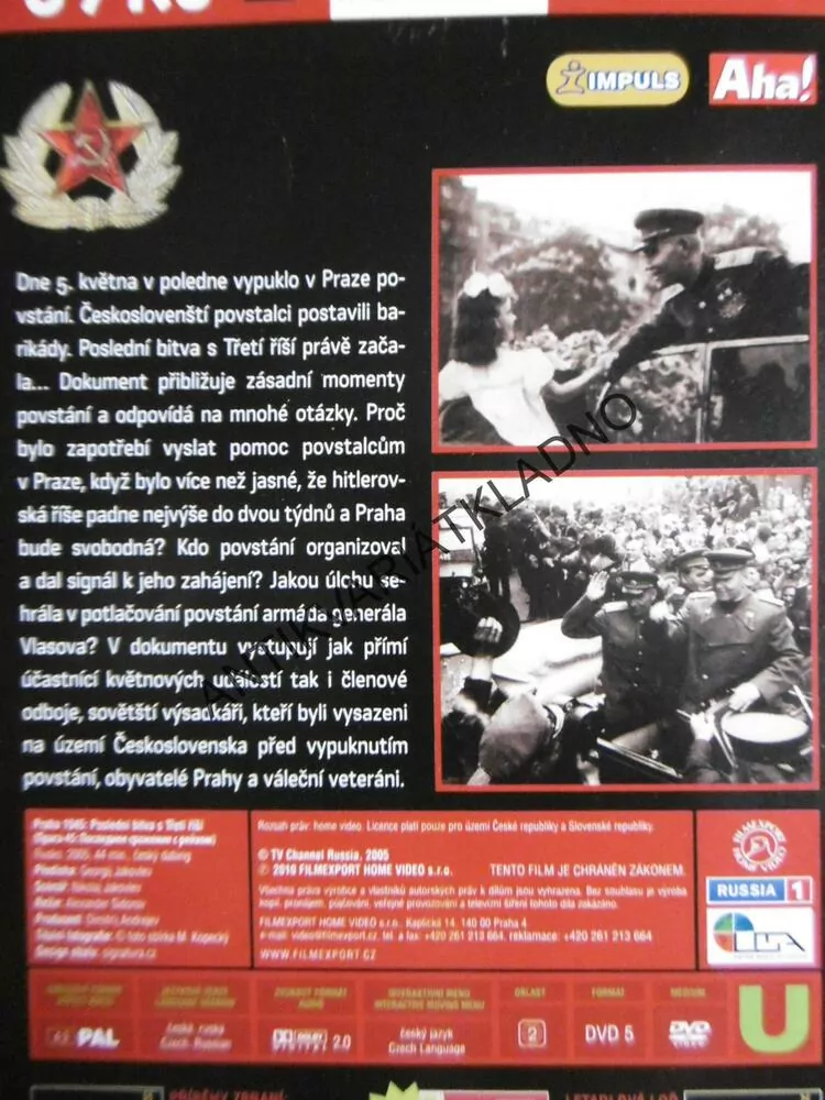 PRAHA 1945,POSLEDNÍ BITVA S 3.ŘÍŠÍ, RUSKO, DOKUMENT DVD FILM 2.SVĚT.VÁLKA