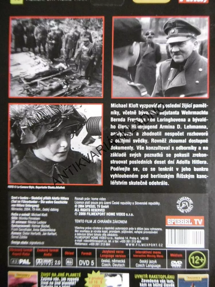 SMRT V BUNKRU, HITLER,DOKUMENT DVD FILM 2.SVĚT.VÁLKA