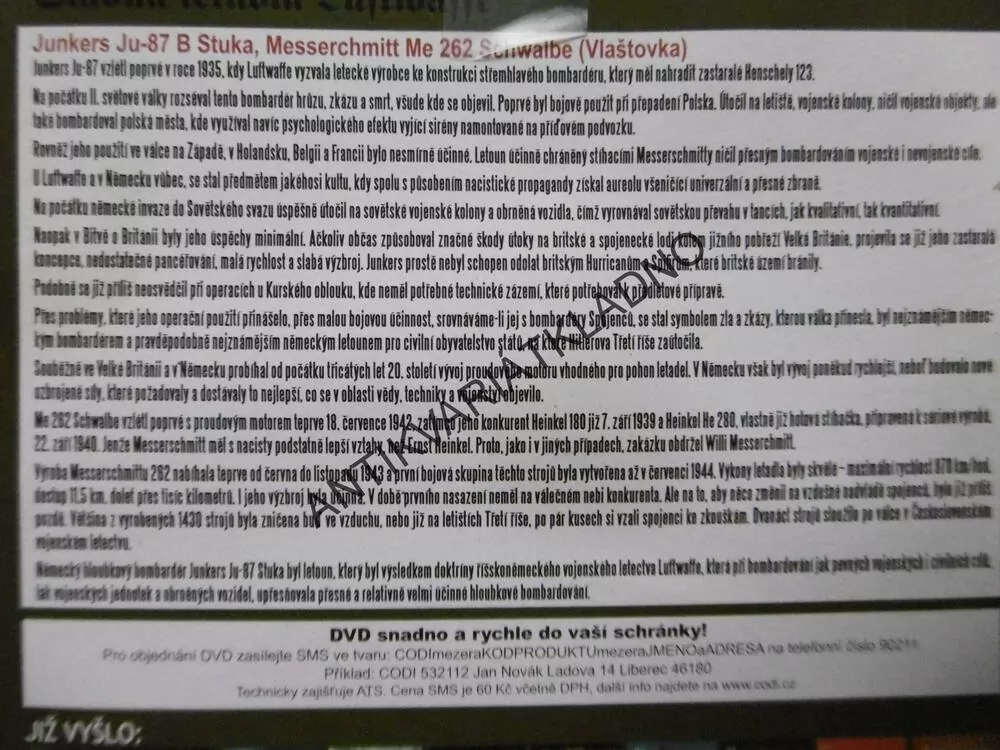SLAVNÁ LETADLA LUFTWAFFE, LETECTVÍ, DOKUMENT DVD FILM 2.SVĚT.VÁLKA