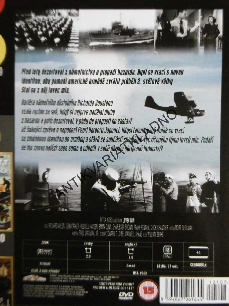 LOVEC MIN, NÁMOŘNÍ DŮSTOJNÍK,PACIFIK, DVD FILM SVĚT.VÁLKA