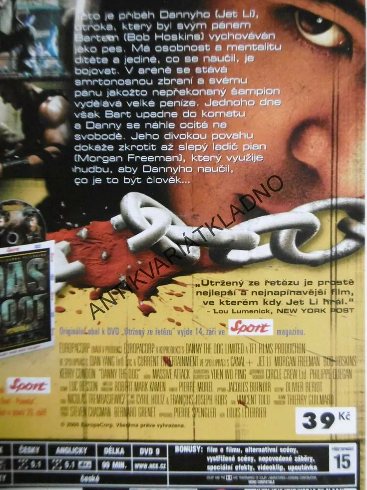 UTRŽENÝ ZE ŘETĚZU, JET LI, FREEMAN, HOSKINS, DVD FILM