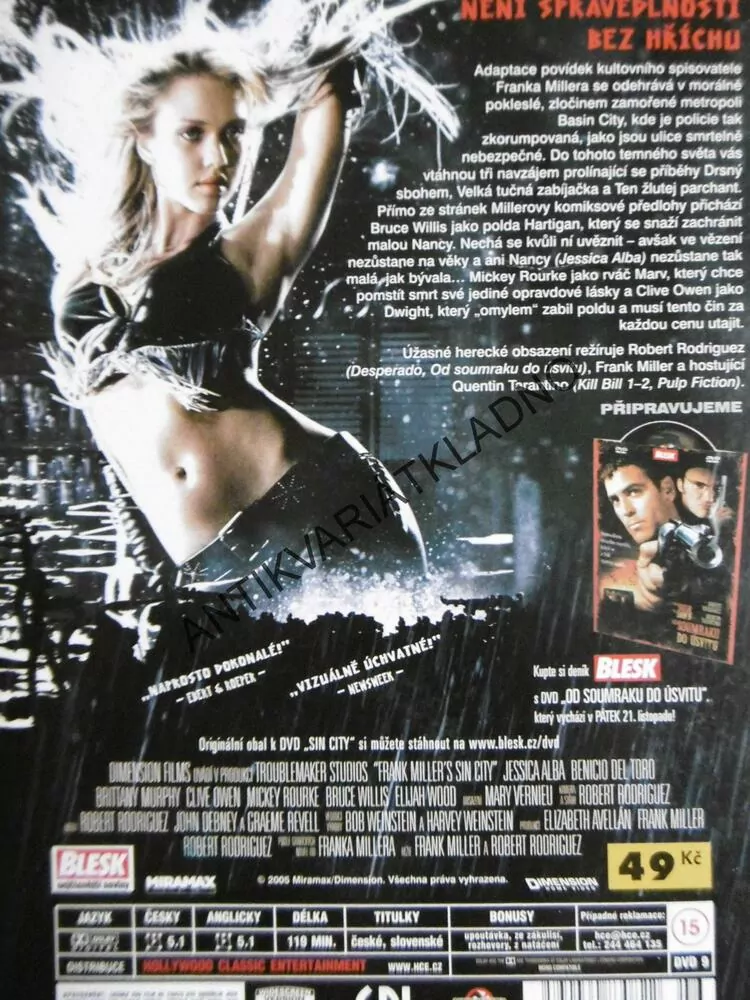 SIN CITY, MĚSTO HŘÍCHU,BRUCE WILLIS,TARANTINO, DVD FILM