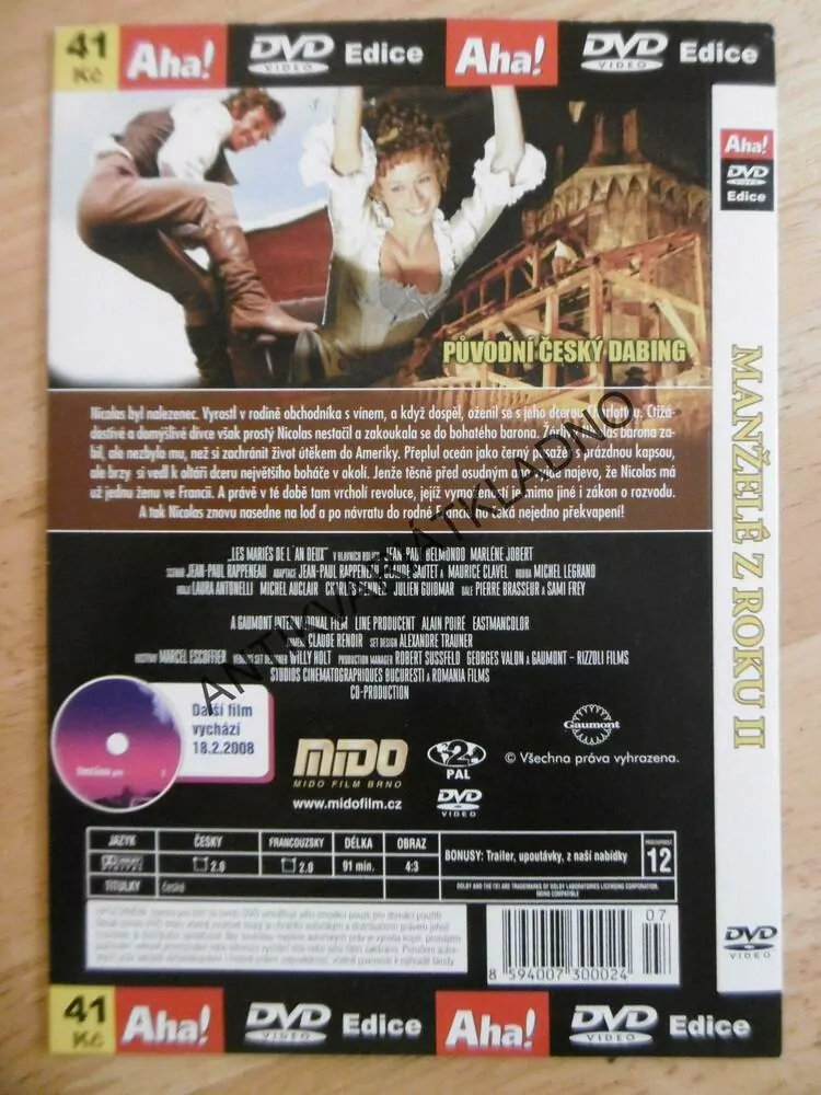 MANŽELÉ Z ROKU II., JEAN-PAUL BELMONDO, MARLENE JOBERT, DVD FILM