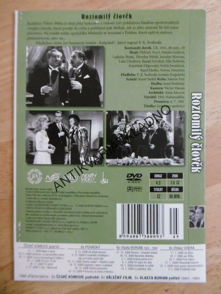 ROZTOMILÝ ČLOVĚK, OLDŘICH NOVÝ, DVD FILM