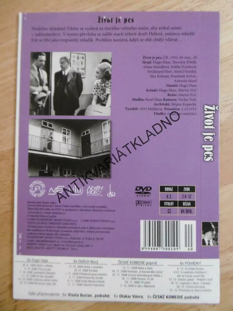 ŽIVOT JE PES, HUGO HAAS, DVD FILM