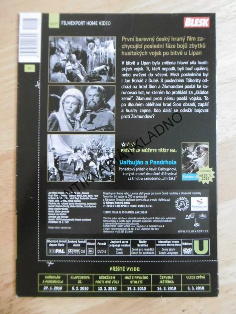 JAN ROHÁČ Z DUBÉ, DVD FILM 