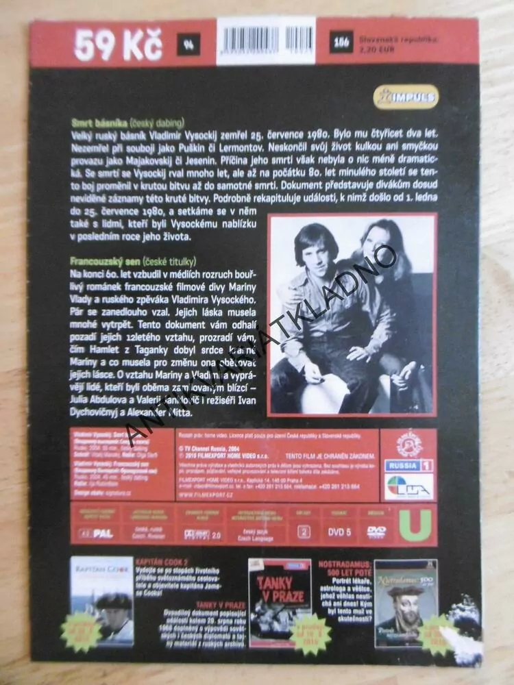 2× VLADIMIR VYSOCKIJ, SMRT BÁSNÍKA, FRANCOUZSKÝ SEN, Z RUSKÝCH ARCHIVŮ, DVD HUDBA