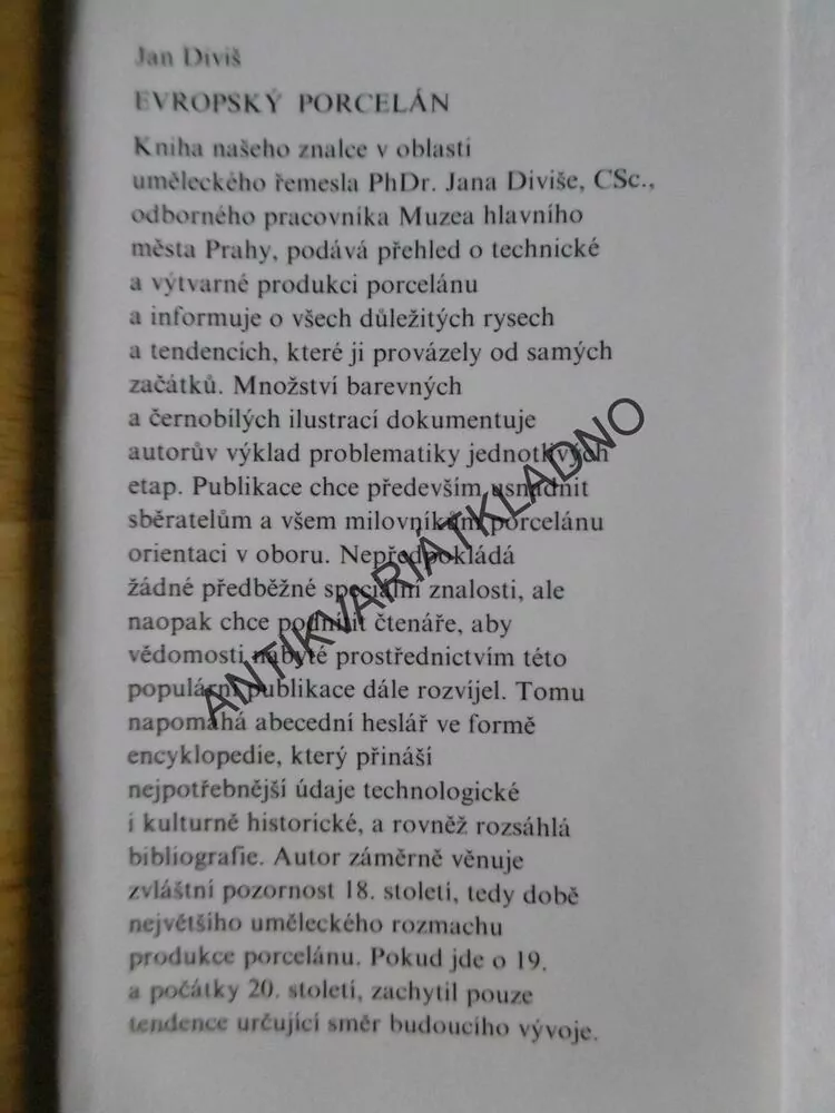 EVROPSKÝ PORCELÁN, JAN DIVIŠ, 1985, **an