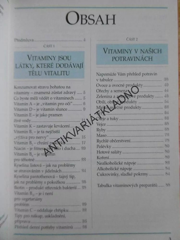 VITAMÍNY, TABULKY VITAMÍNOVÝCH PREPARÁTŮ, UNGEROVÁ