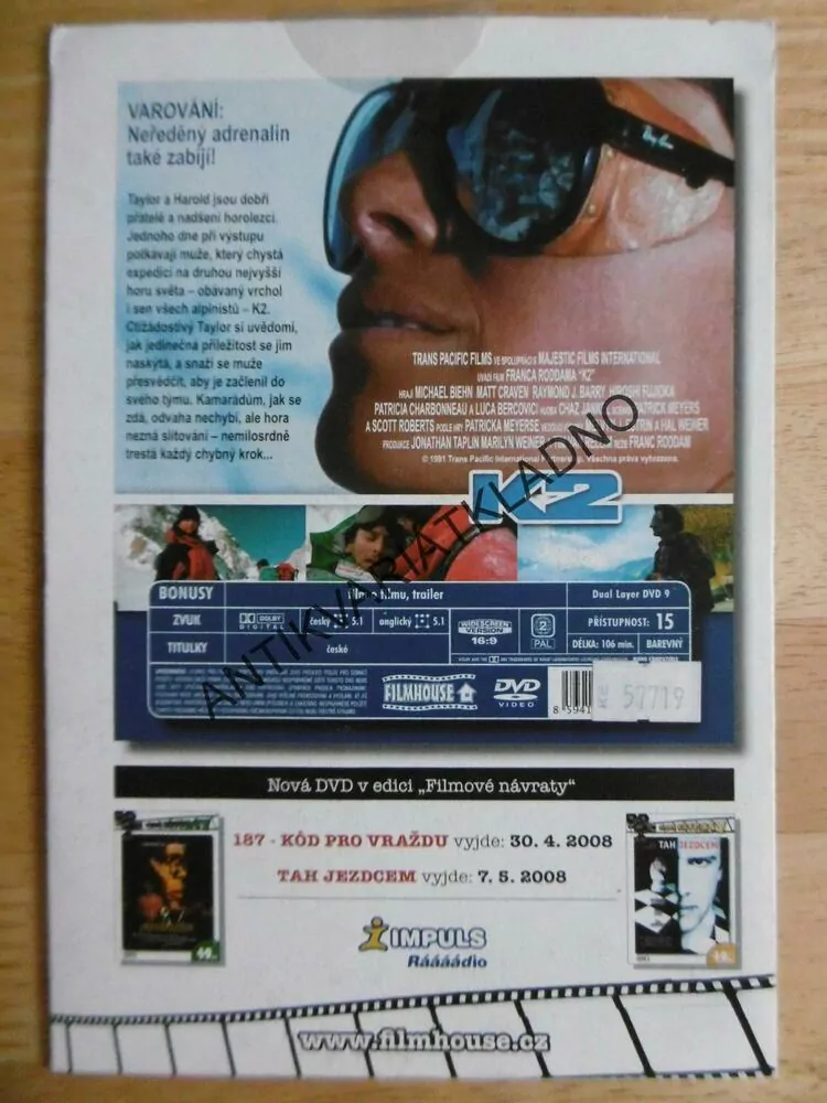 K2, DVD FILM